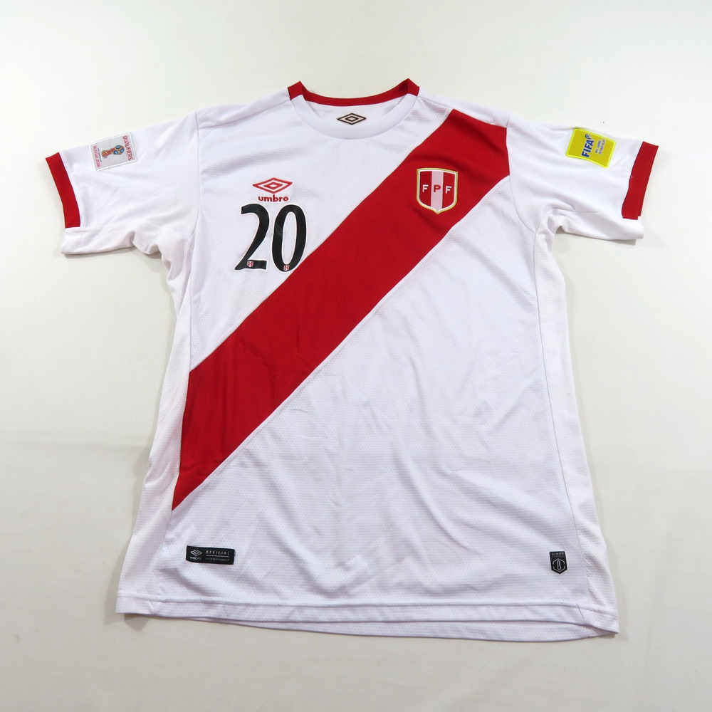 Edison Flores Russia Qualifiers Soccer Jersey Umbro Red Black White L Football